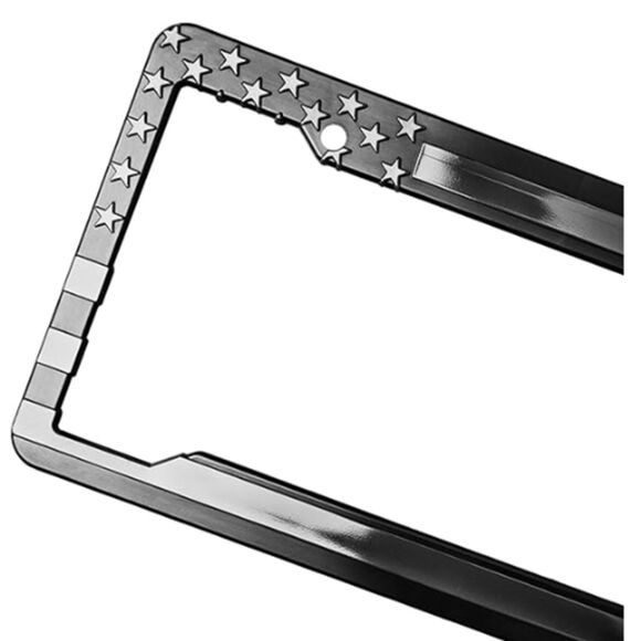 Black 1776 USA Flag License Plates with 2 Long Stitched Keychains - Picture 2 of 5